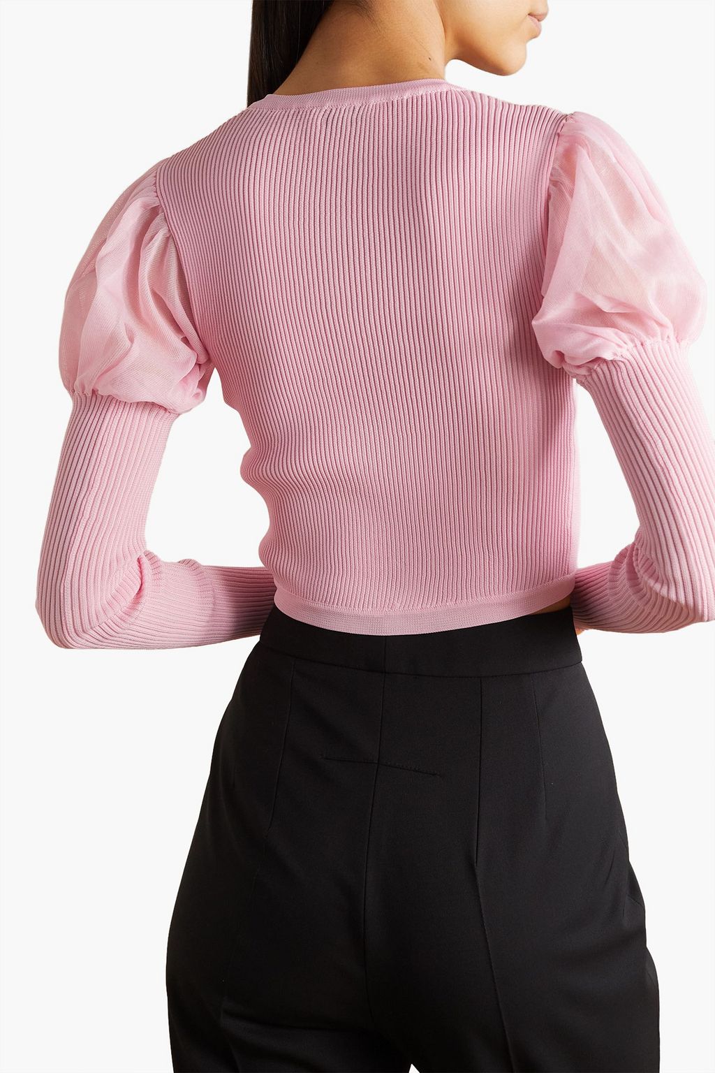RENAISSANCE RENAISSANCE Cropped tulle and ribbed-knit cardigan