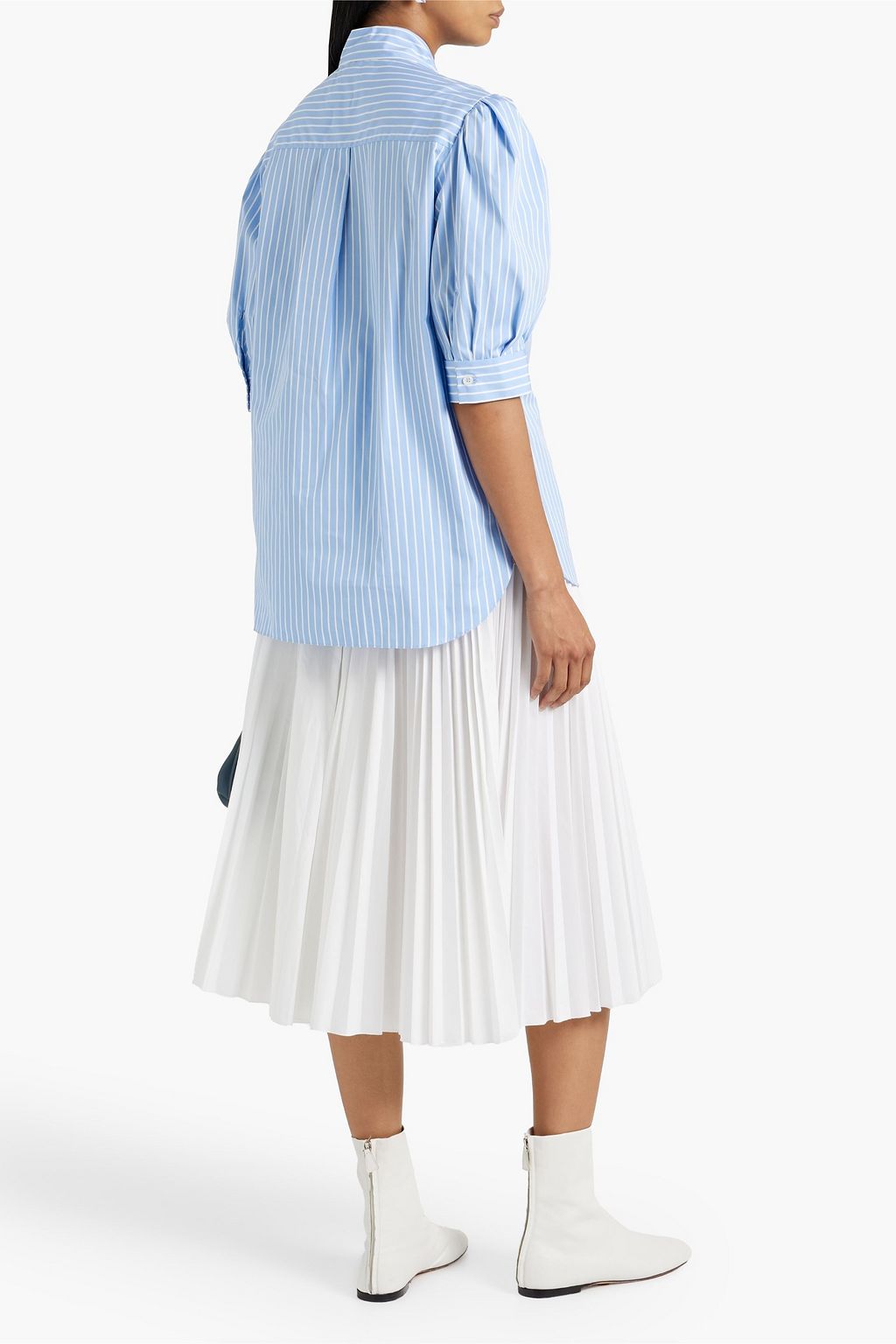 ANOTHER TOMORROW Pussy-bow cotton-poplin shirt