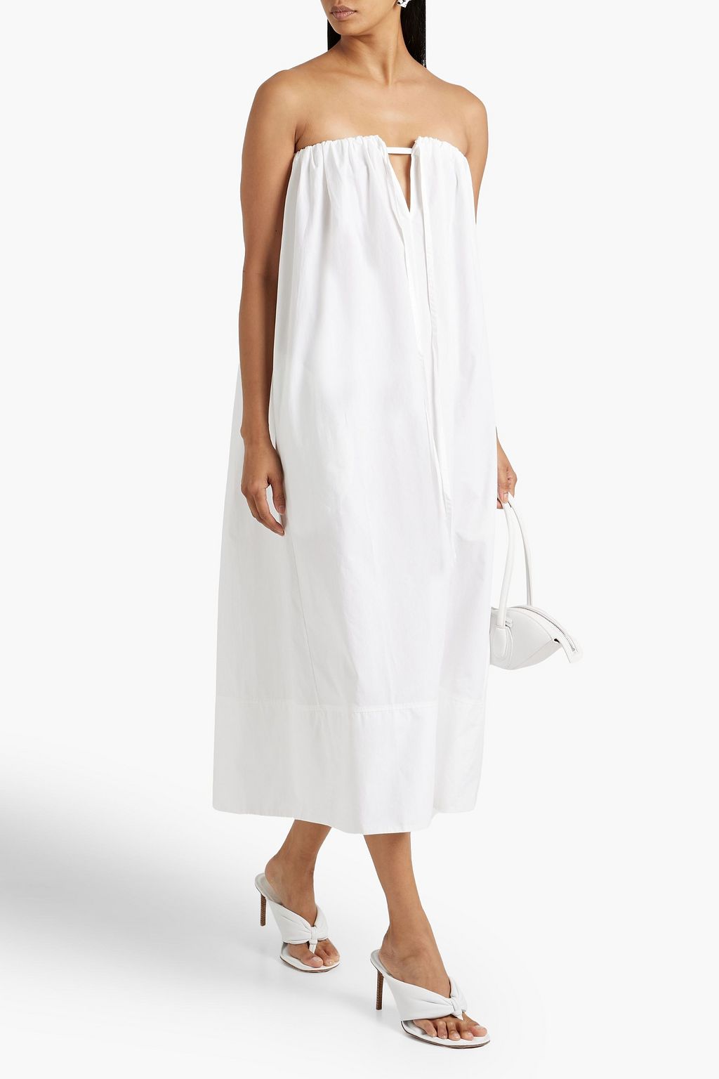 ANOTHER TOMORROW Strapless cotton-poplin midi dress | THE OUTNET