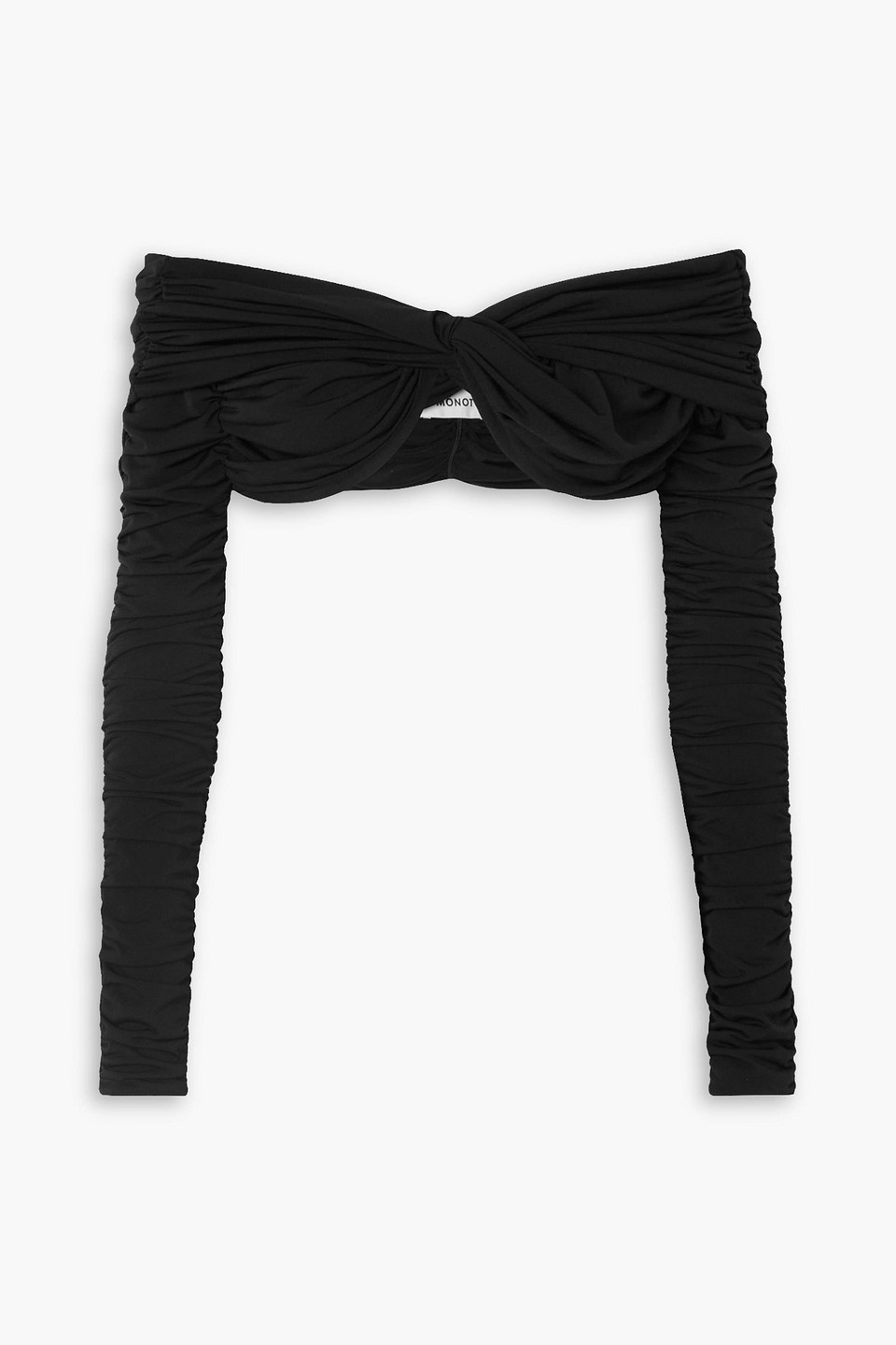 MONOT OFF-THE-SHOULDER CROPPED RUCHED STRETCH-JERSEY TOP