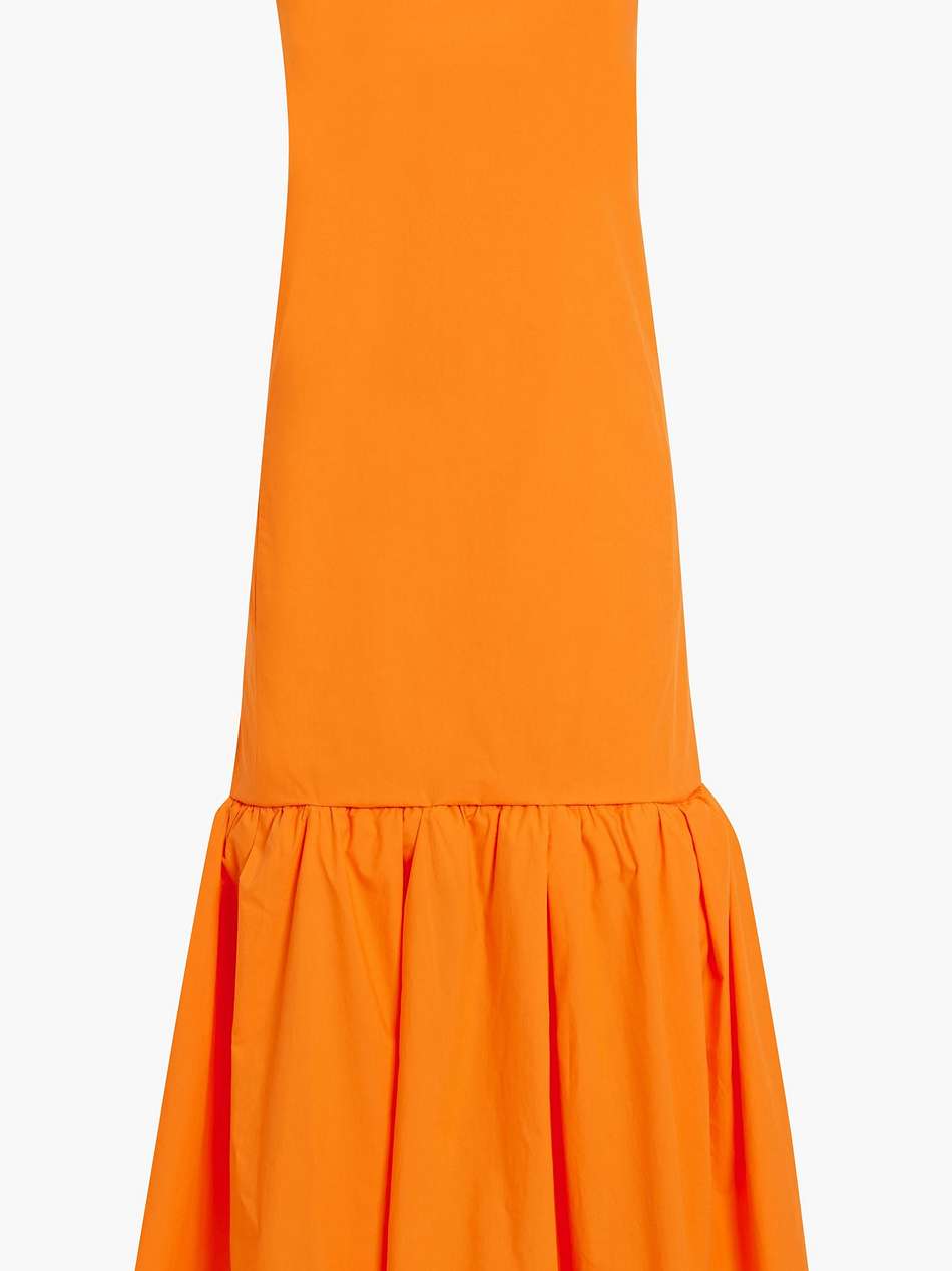 flounce gathered cotton-poplin midi dress