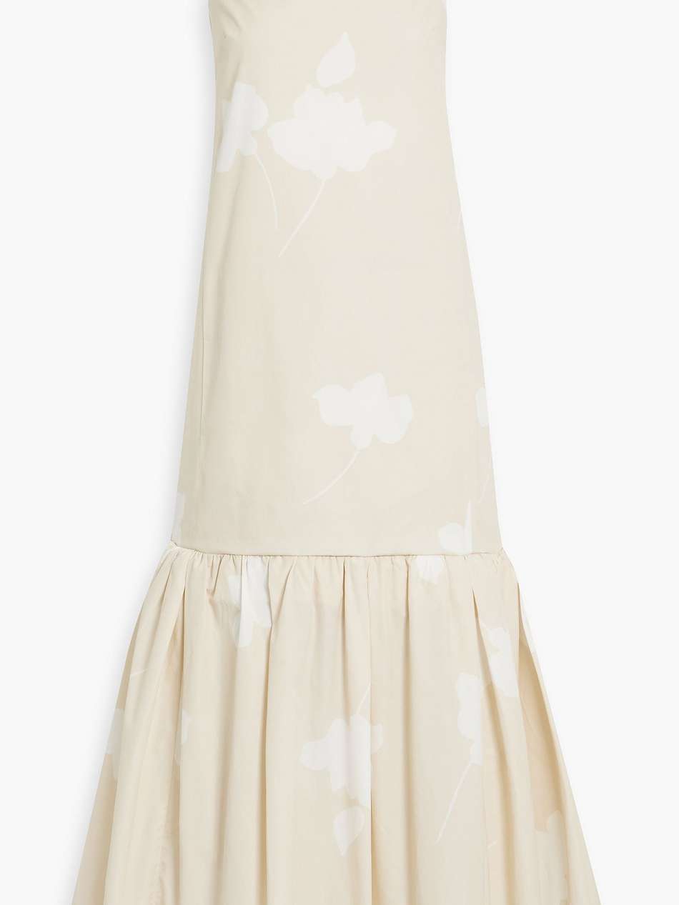 flounce printed cotton-poplin midi dress