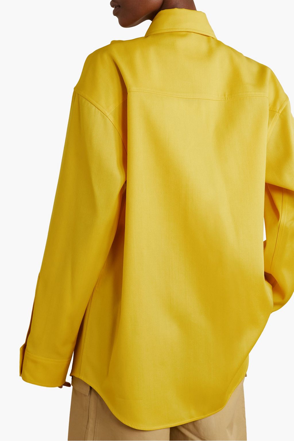 JIL SANDER Oversized tie-detailed wool-gabardine shirt