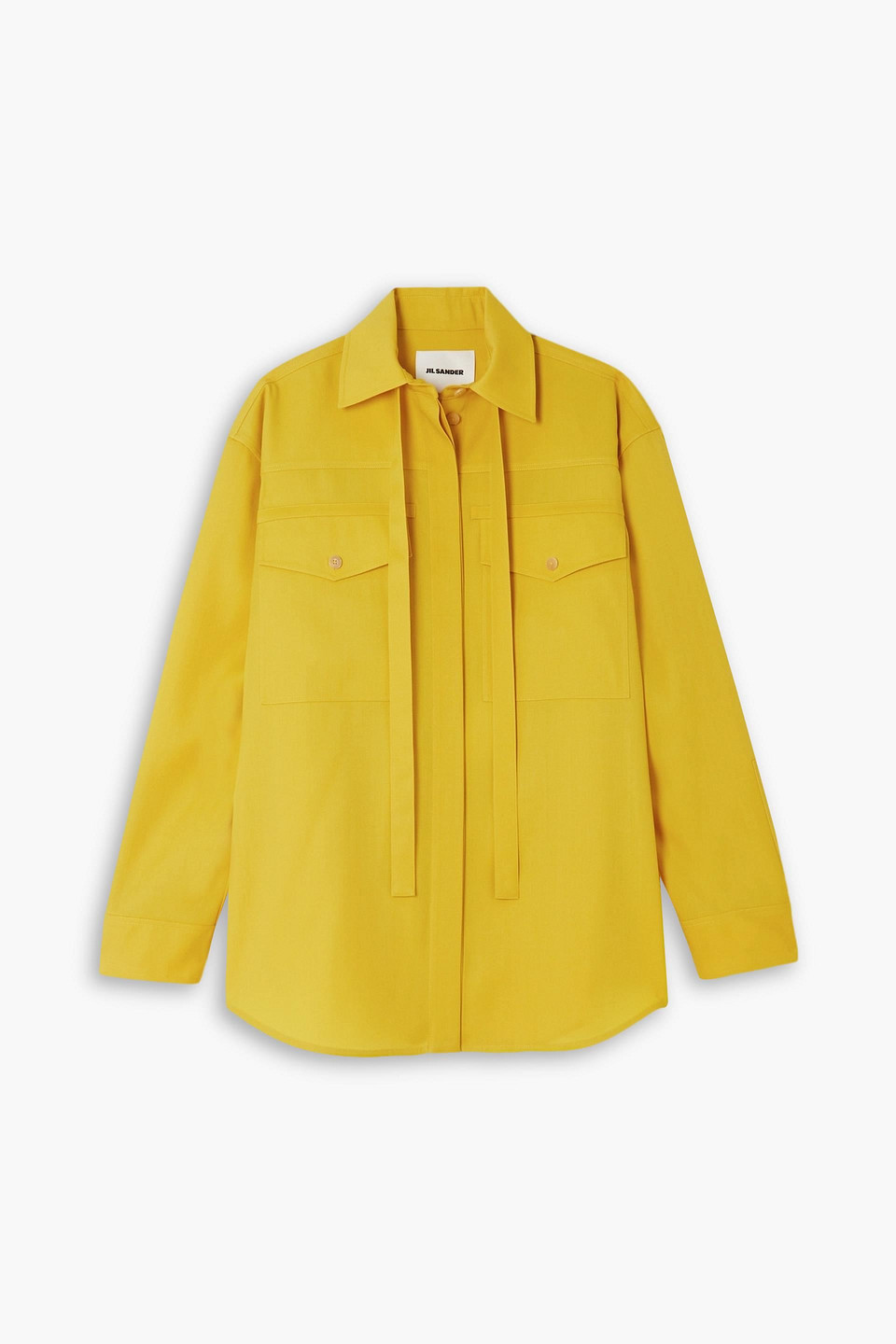 【関税&送料込】Jil Sander Pastel Yellow Gabardine Wide-Leg Jil Sander Neck-tie Wool Gabardine Shirt In Yellow | ModeSens