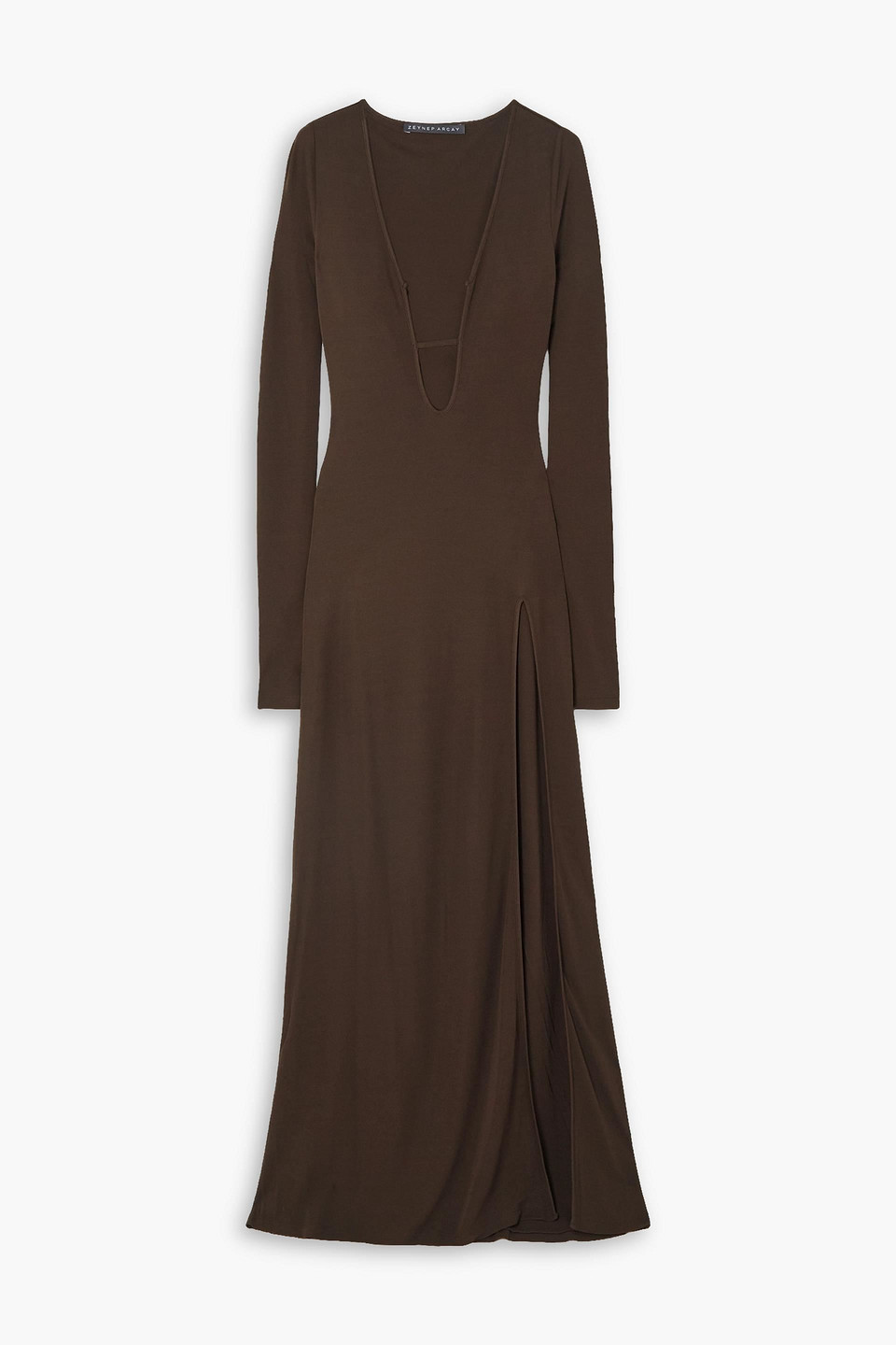 Zeynep Arcay Cutout Jersey Maxi Dress In Dark Brown