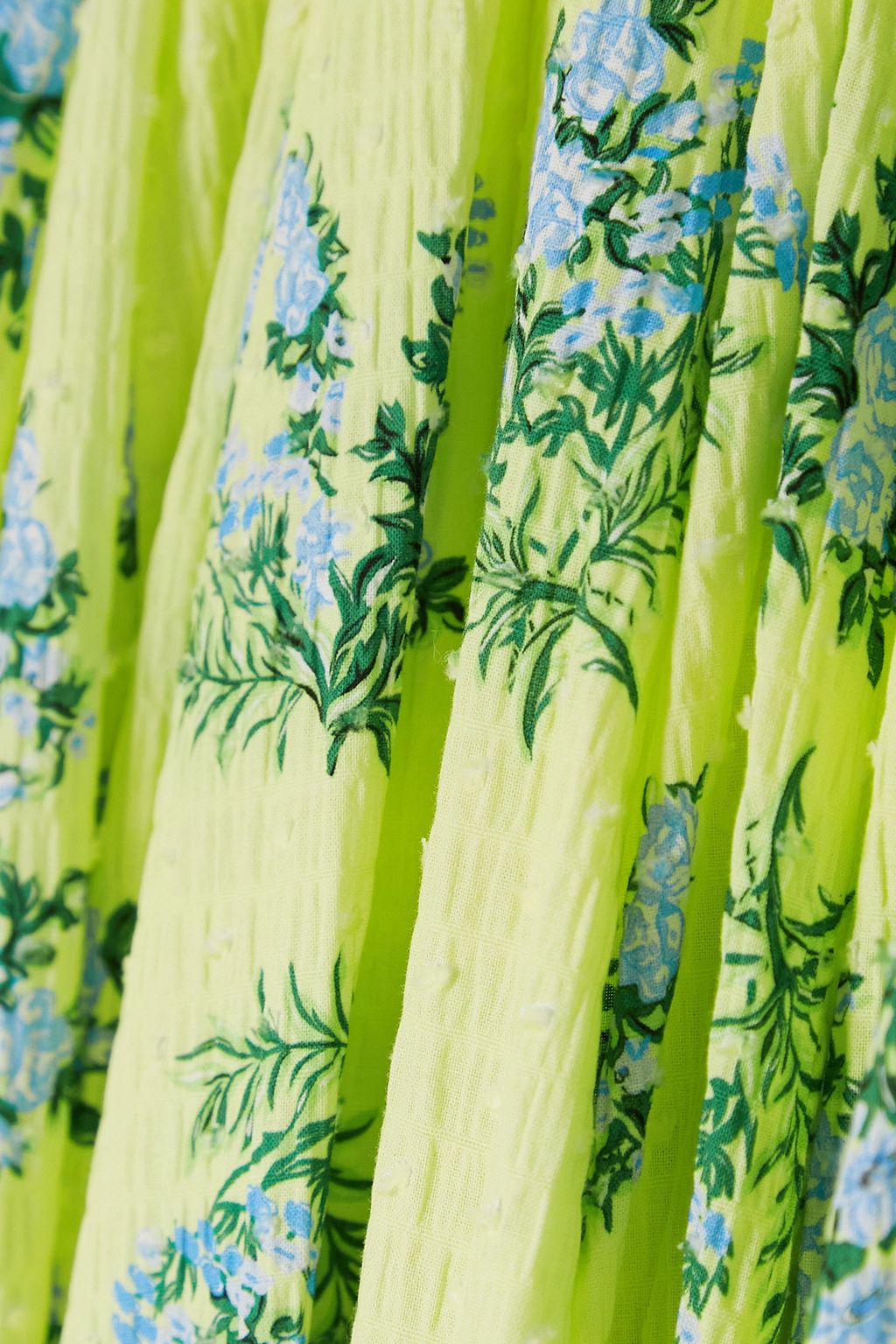 EMILIA WICKSTEAD Rhea floral-print Swiss-dot cotton-blend seersucker midi skirt