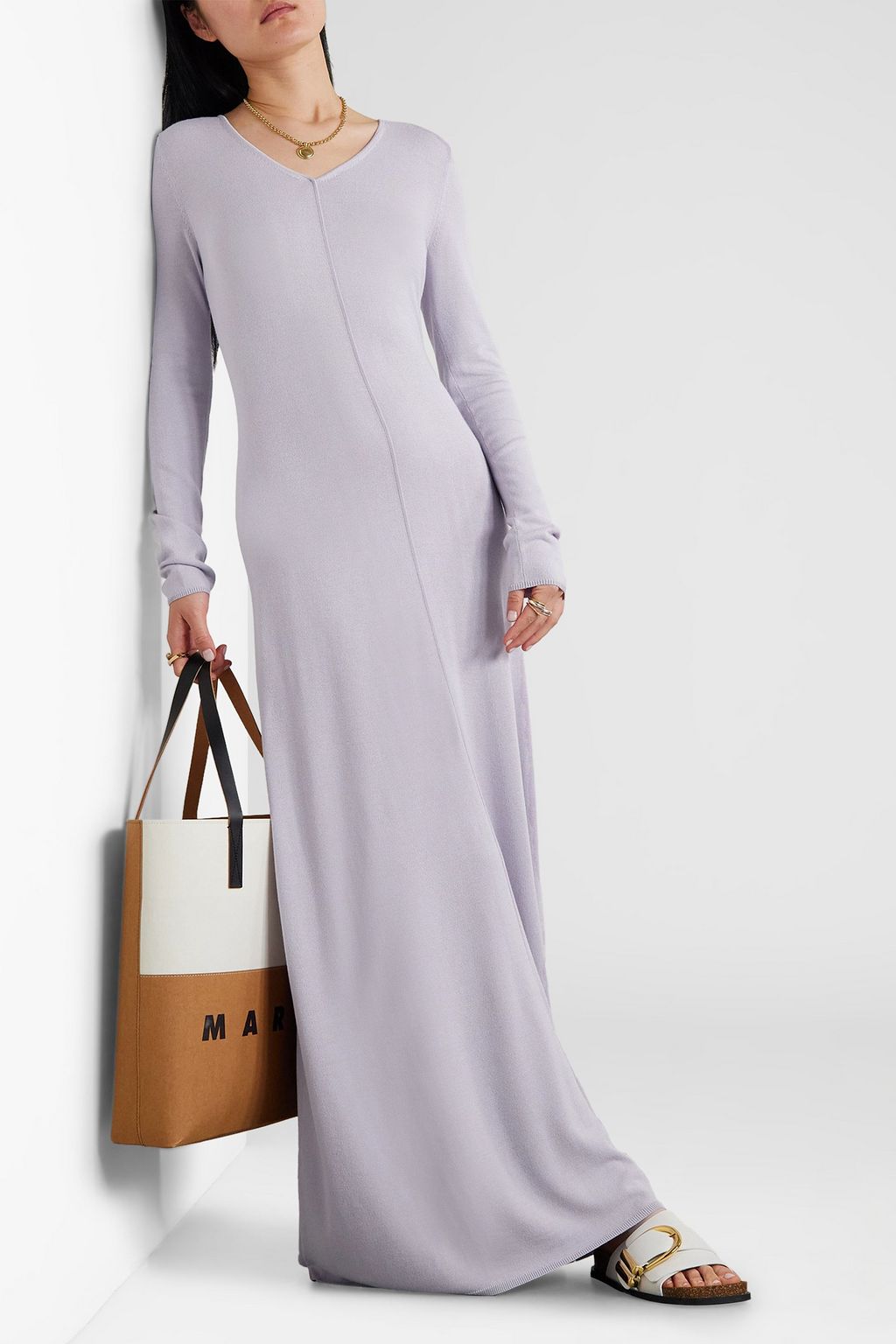 LAFAYETTE 148 فستان طويل من نسيج محبوك