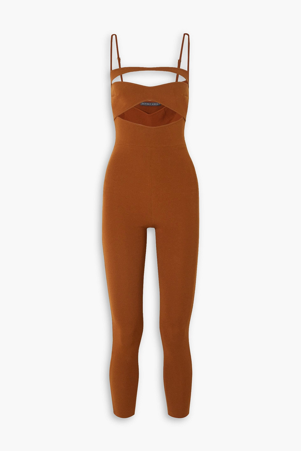 Zeynep Arcay Cutout Stretch-knit Jumpsuit In Brown