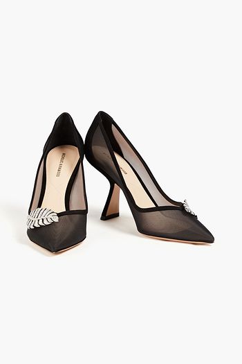 NICHOLAS KIRKWOOD Embellished croc-effect leather pumps