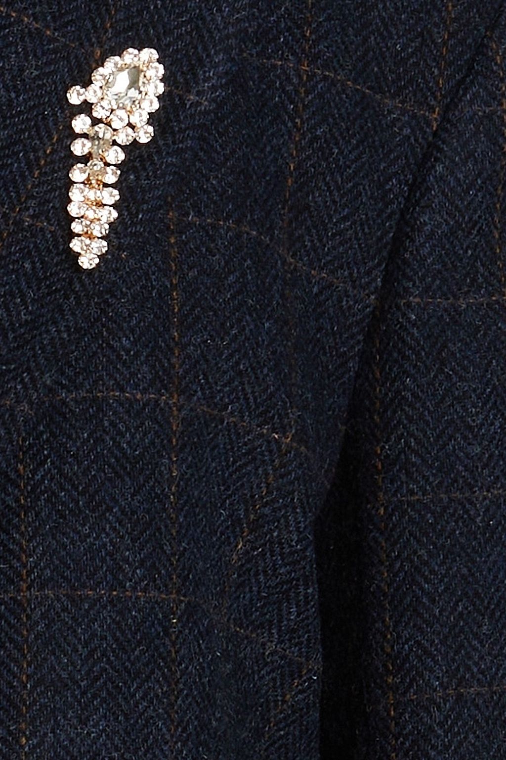 SANDRO Crystal-embellished herringbone checked wool blazer
