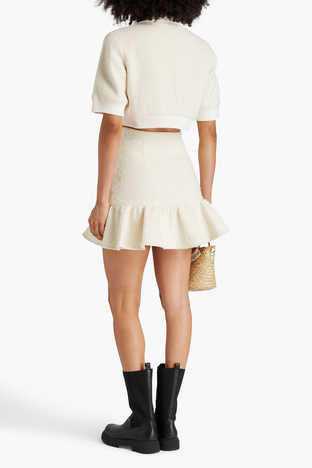 SANDRO Temara cropped bouclé-tweed jacket