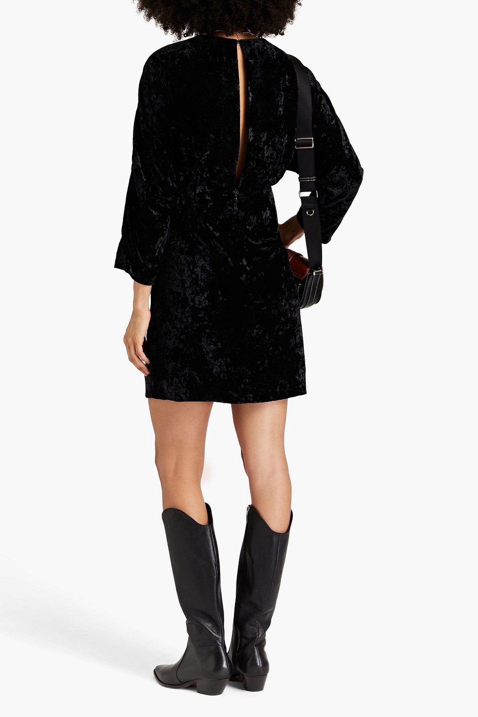 Sandro Minikleid Aus Samt In Knitteroptik Mit Cut-outs In Black