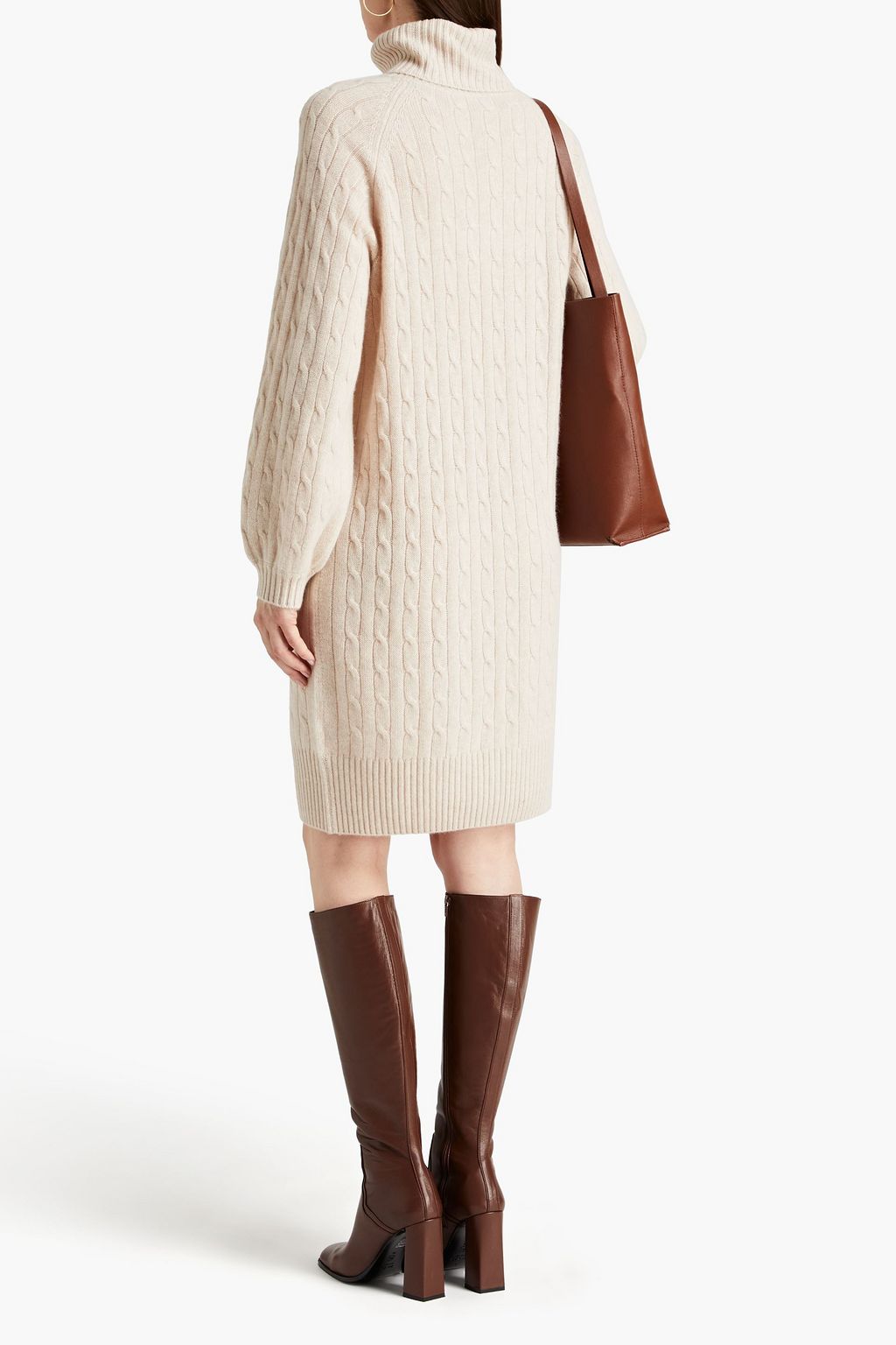 N.PEAL Cable-knit cashmere turtleneck dress