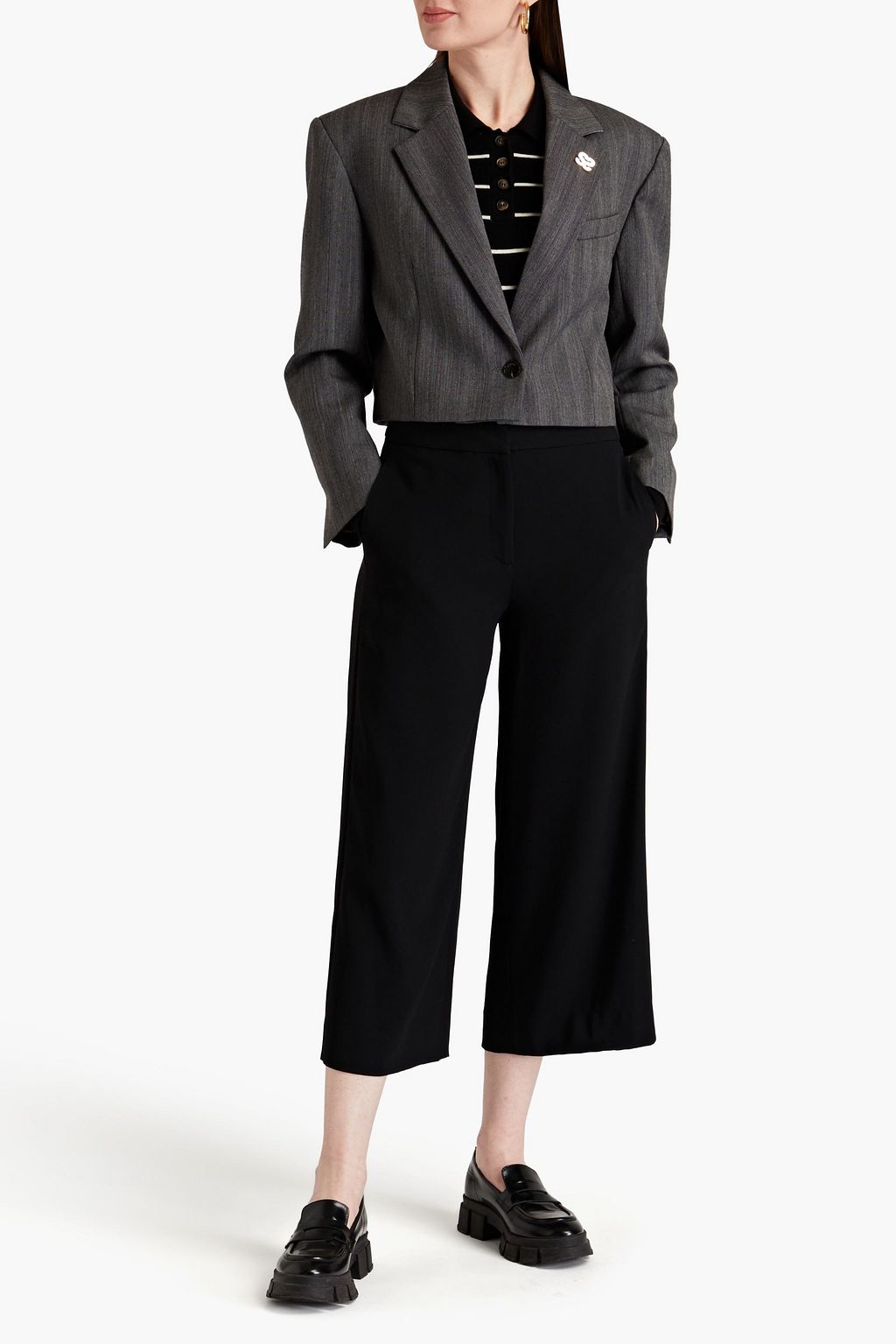 SANDRO Cropped crepe blazer