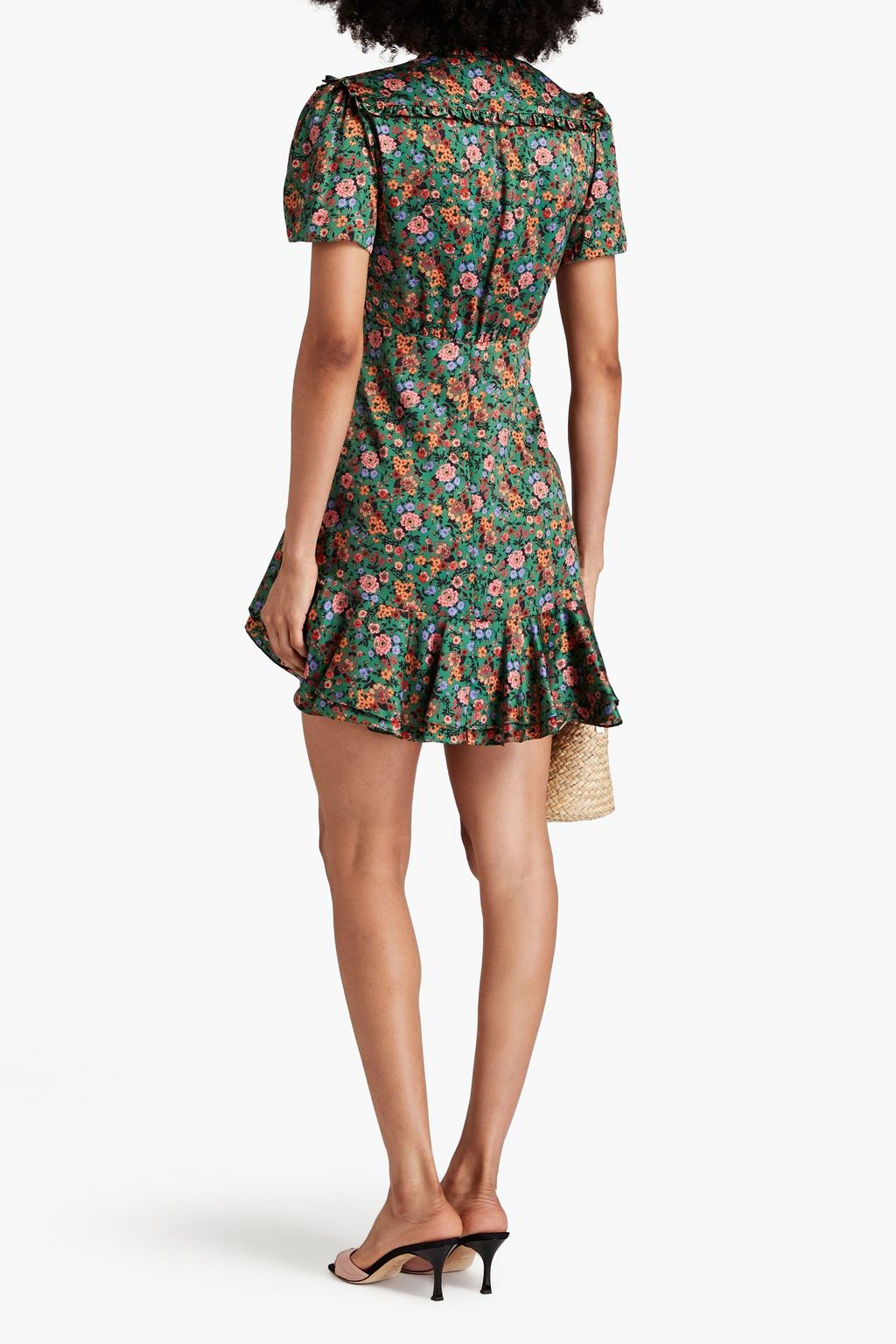 SANDRO Ruffled floral-print twill mini dress
