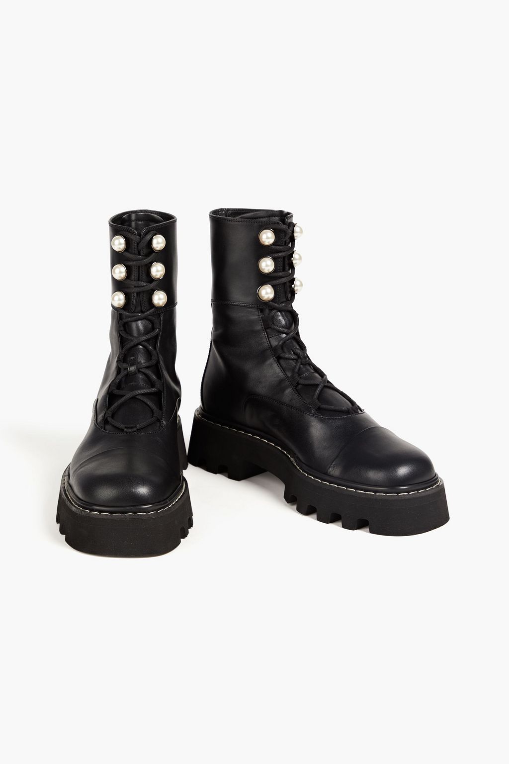 NICHOLAS KIRKWOOD Pearlogy 40 faux pearl-embellished leather combat boots