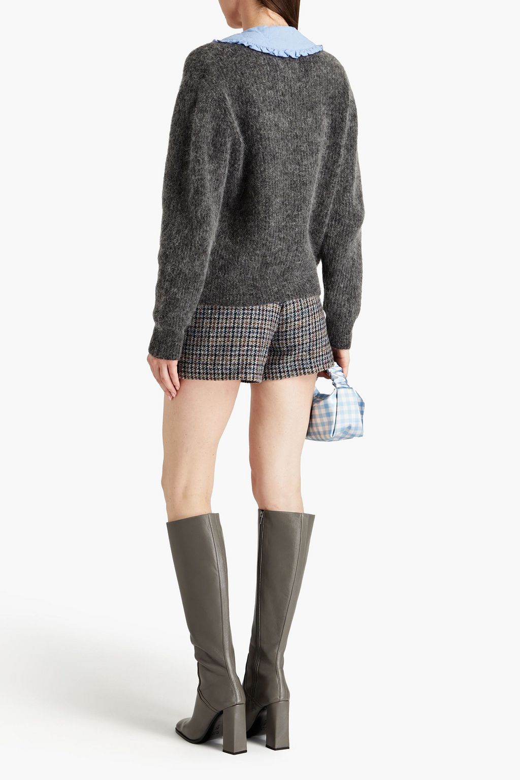 SANDRO Houndstooth tweed shorts