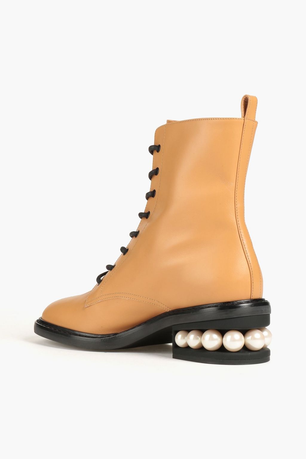 NICHOLAS KIRKWOOD Casati faux pearl-embellished leather combat boots