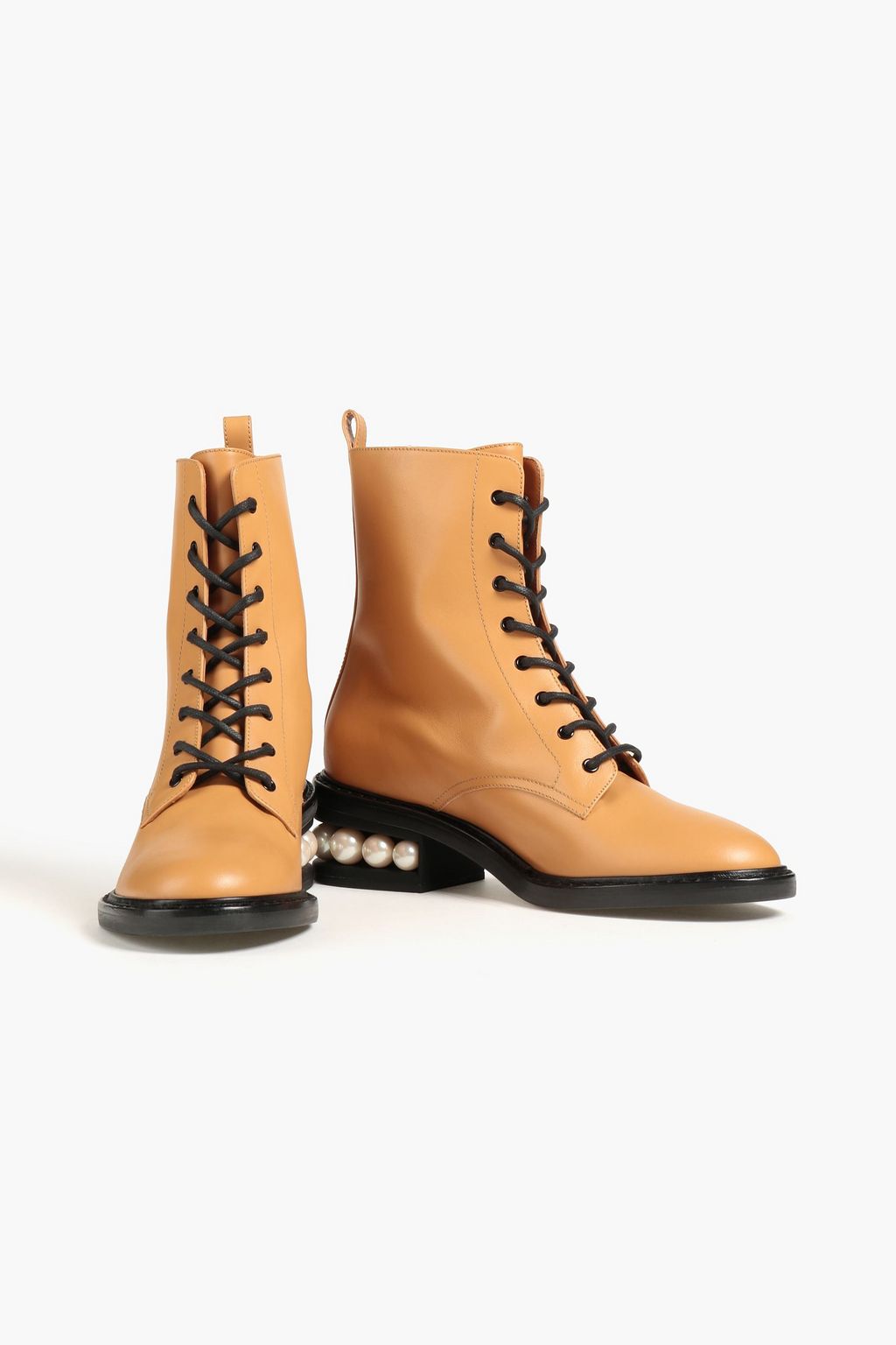 NICHOLAS KIRKWOOD Casati faux pearl-embellished leather combat boots