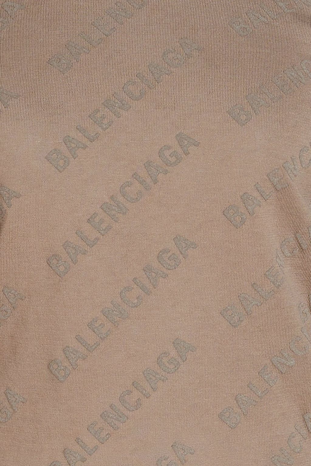 BALENCIAGA Cropped logo-print flocked cotton top
