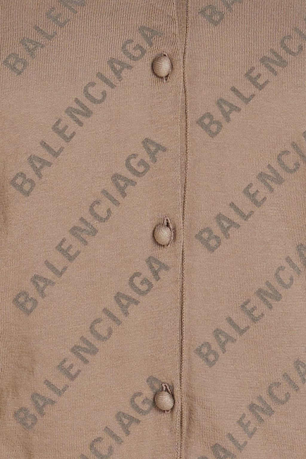 BALENCIAGA Logo-print flocked cotton cardigan