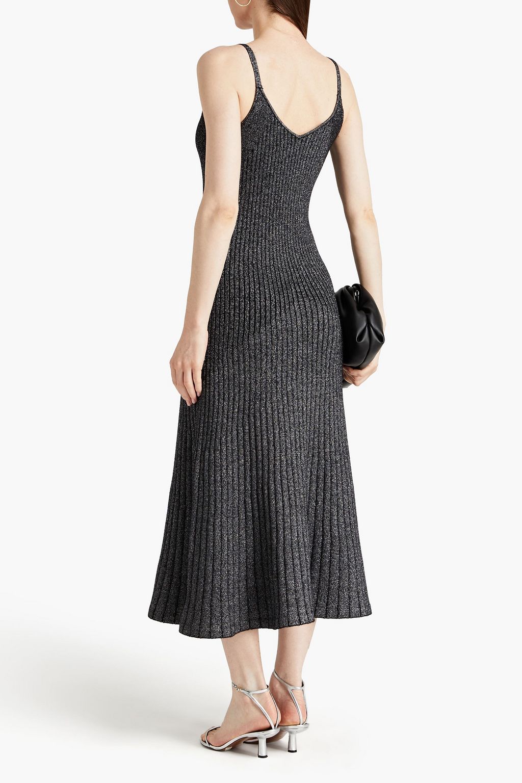 N.PEAL Midikleid aus einer gerippten Kaschmirmischung mit Metallic-Effekt