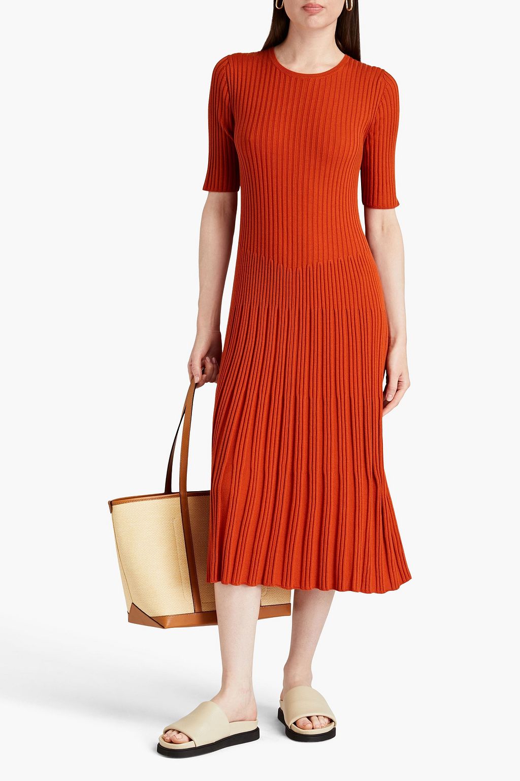 JOSEPH Ribbed merino wool midi dress