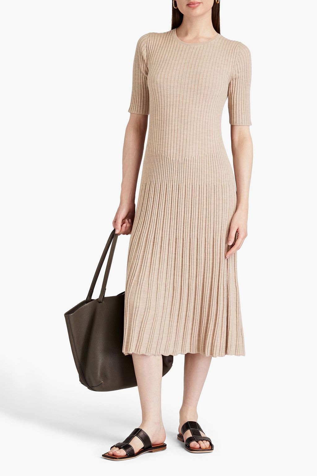 JOSEPH Ribbed merino wool midi dress