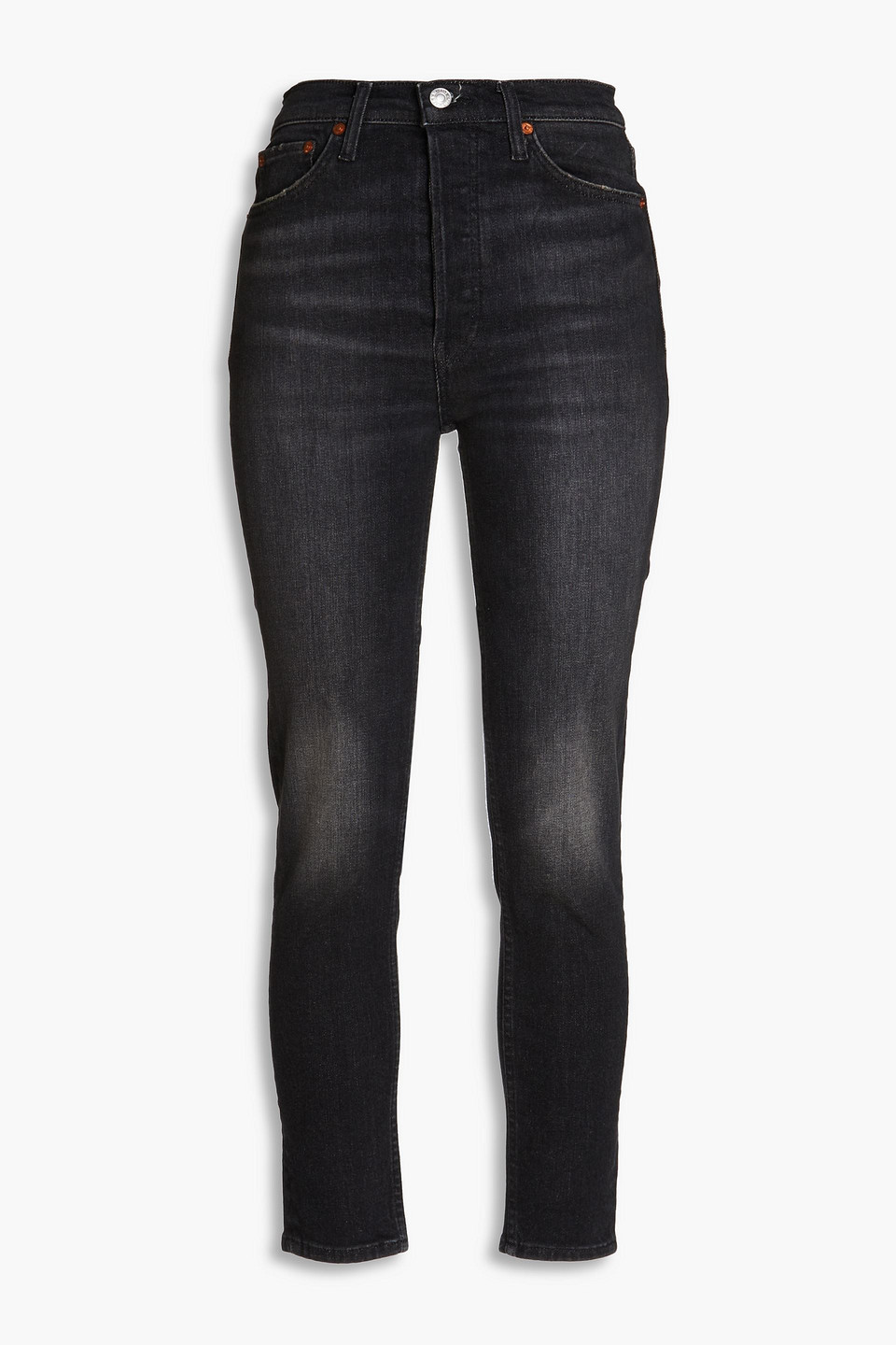 Re/done 90s Cropped High-rise Slim-leg Jeans In Charcoal