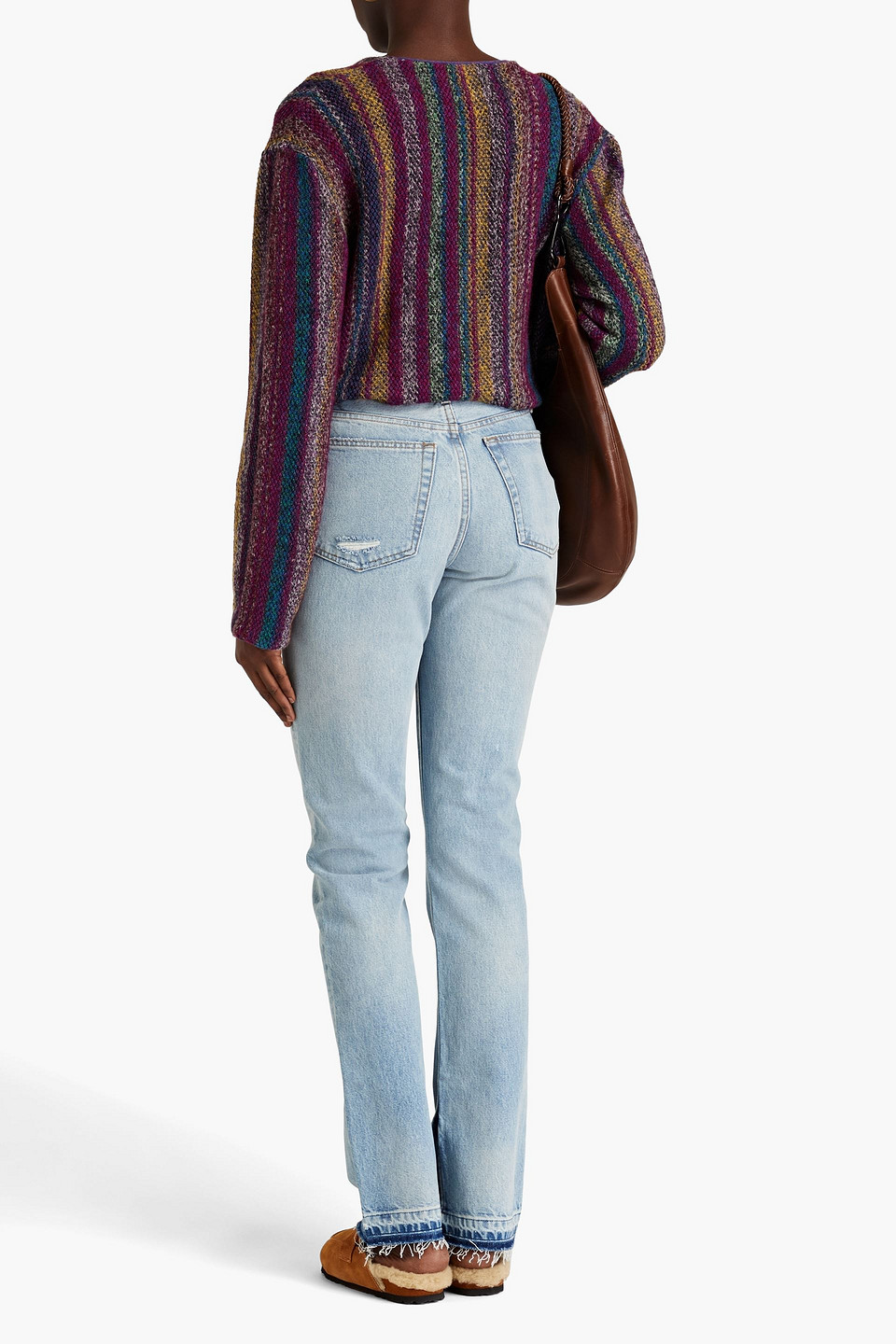  Re/done - Halbhohe Bootcut-jeans In Distressed-optik - Blau - 31 