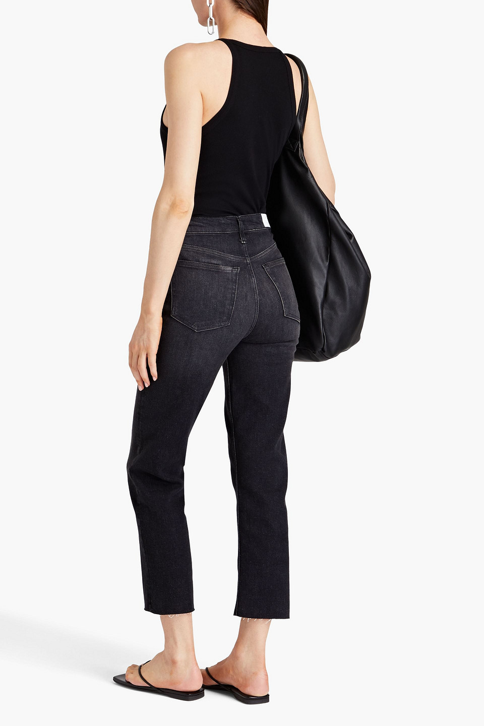Re/done 70s Cropped Faded High-rise Straight-leg Jeans In Charcoal