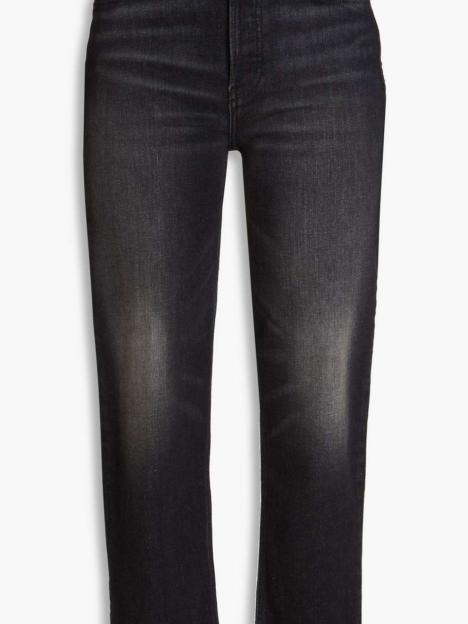 70s cropped faded high-rise straight-leg jeans