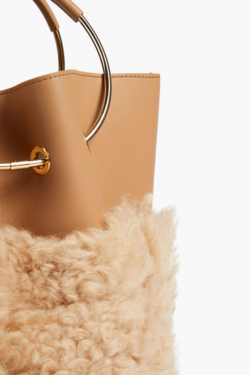GENTRYPORTOFINO Leather and shearling bucket bag