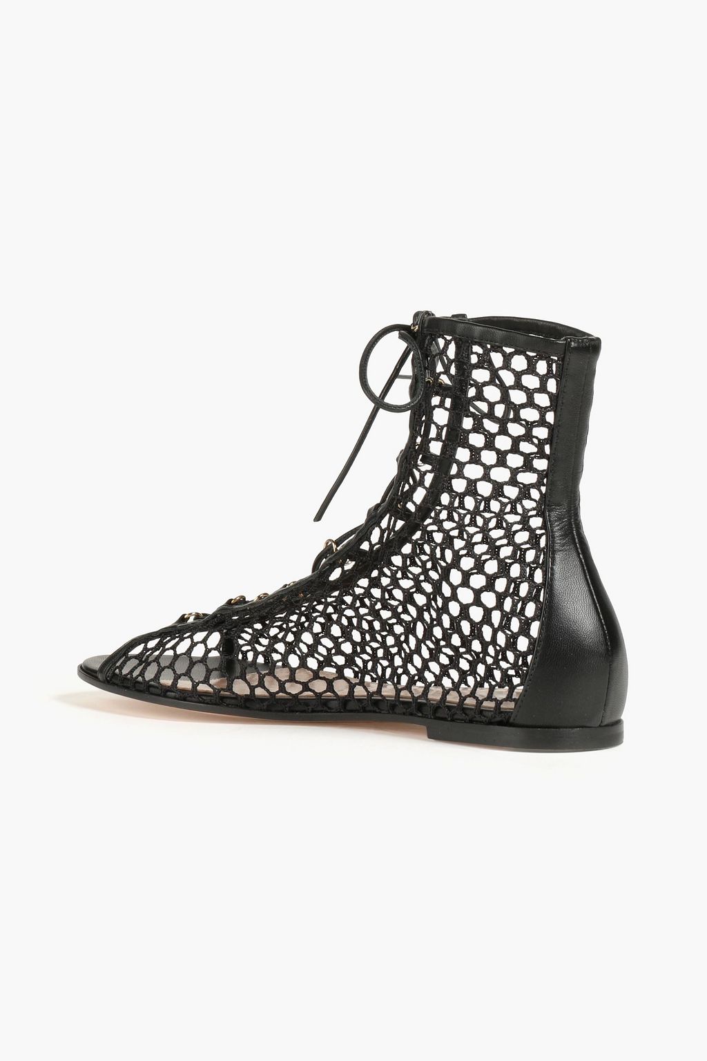 GIANVITO ROSSI Helena stretch-leather and fishnet ankle boots
