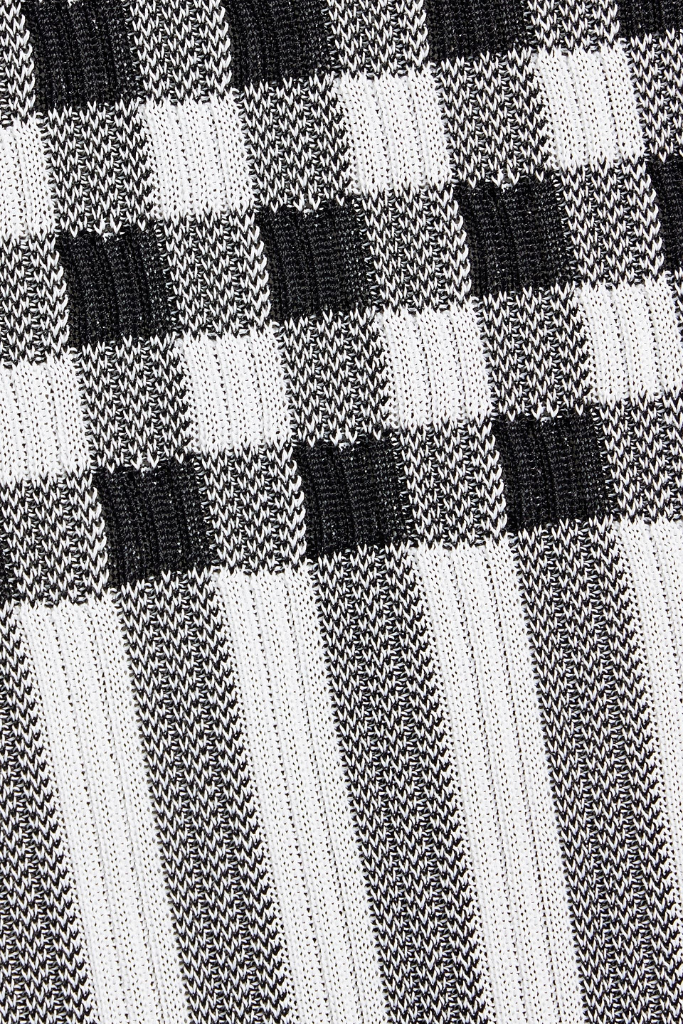 Another Tomorrow Gingham Knit Midi-dress In Black