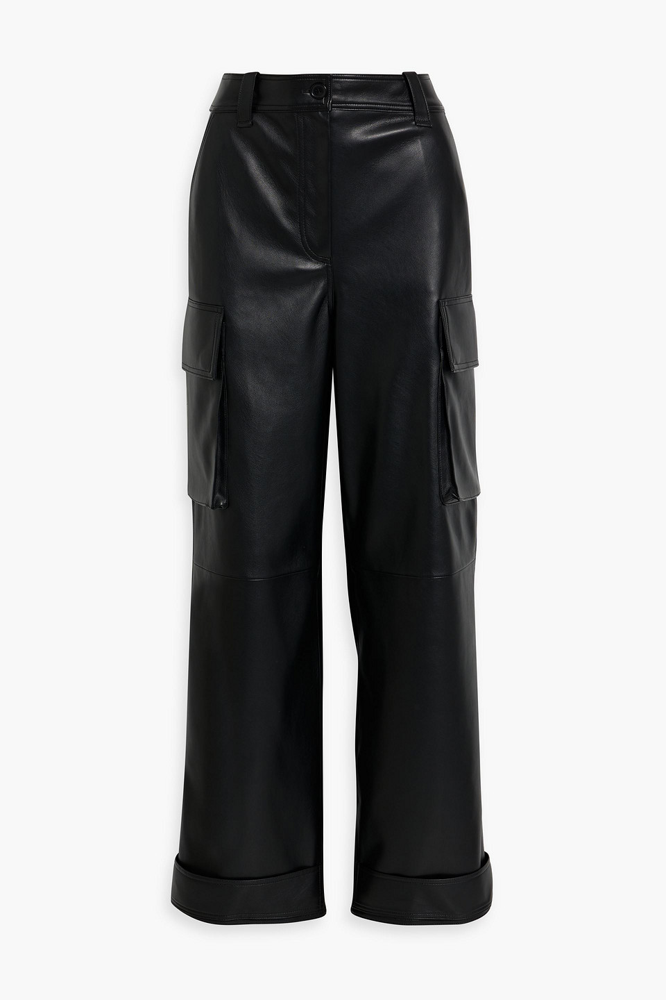 Stand Studio Asha Faux Leather Cargo Pants In Black