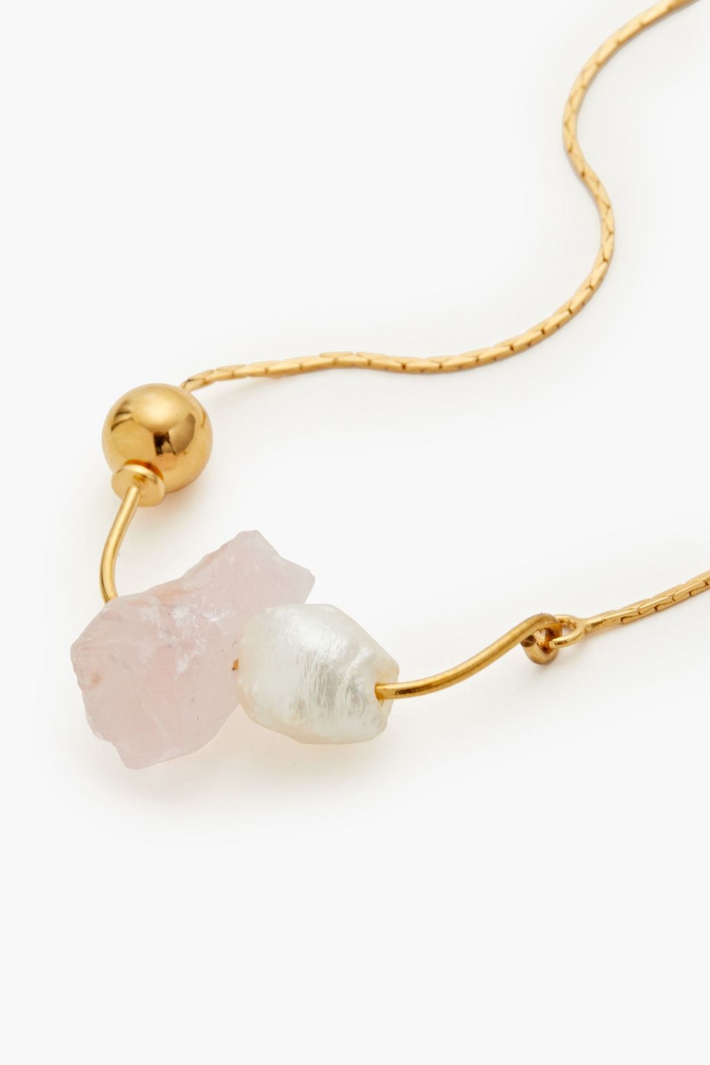 MARNI Gold-tone pearl and quartz necklace