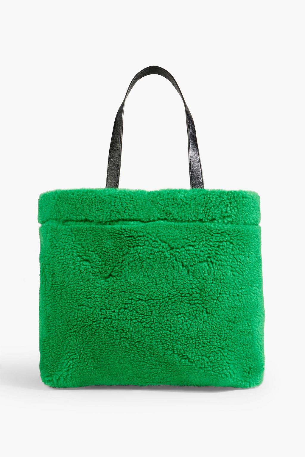 Shopping faux shearling tote
