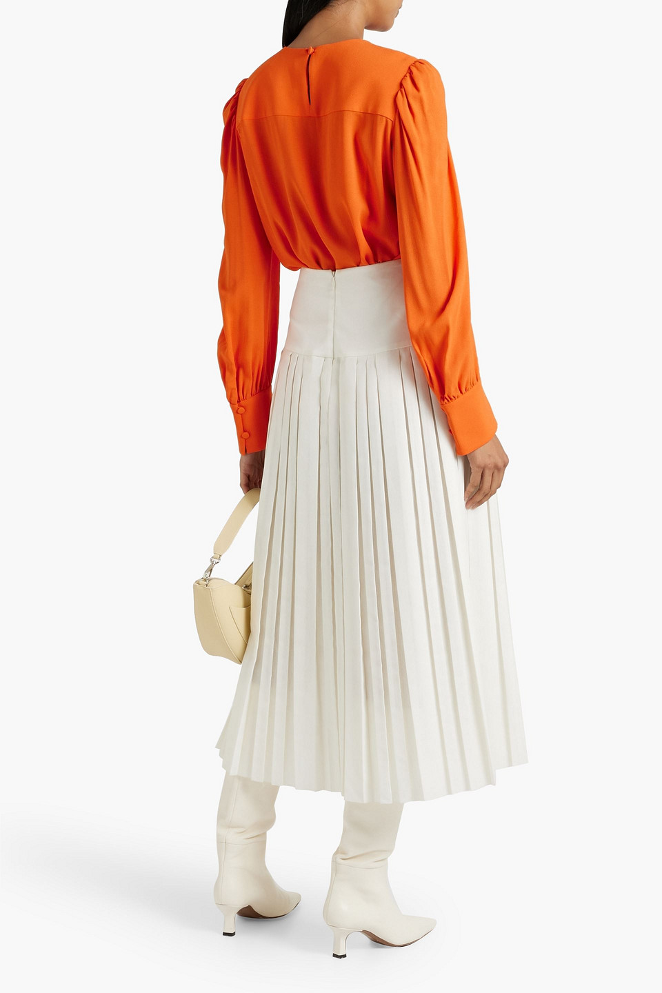  Another Tomorrow - Gathered Crepe Blouse - Orange - It 38 