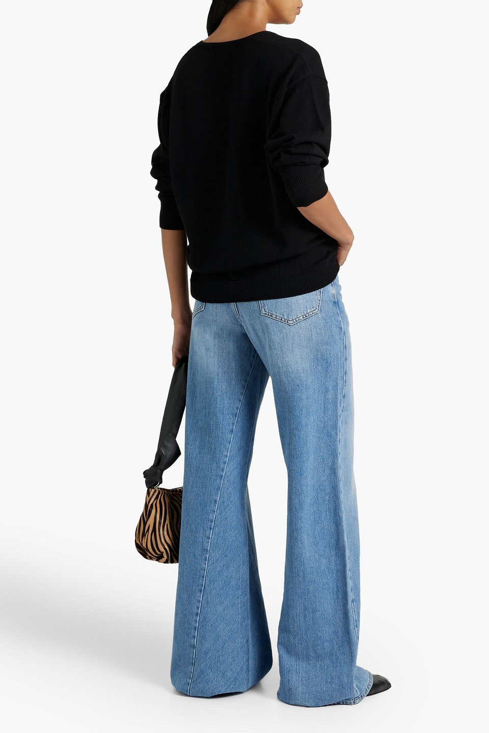 Another Tomorrow Cashmere And Wool-blend Sweater In Black