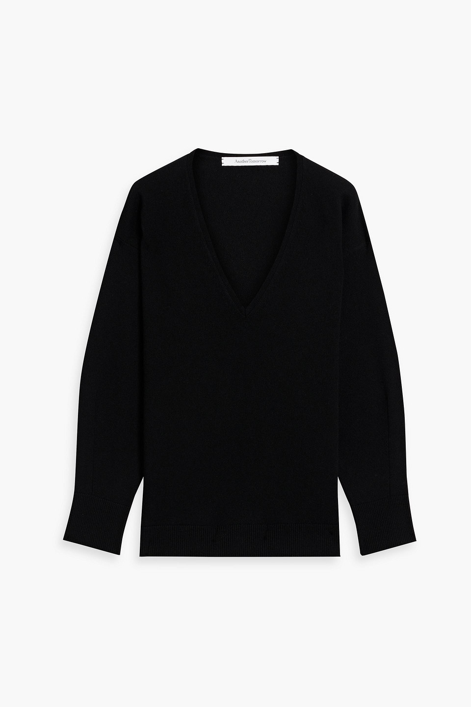 Another Tomorrow Cashmere And Wool-blend Sweater In Black