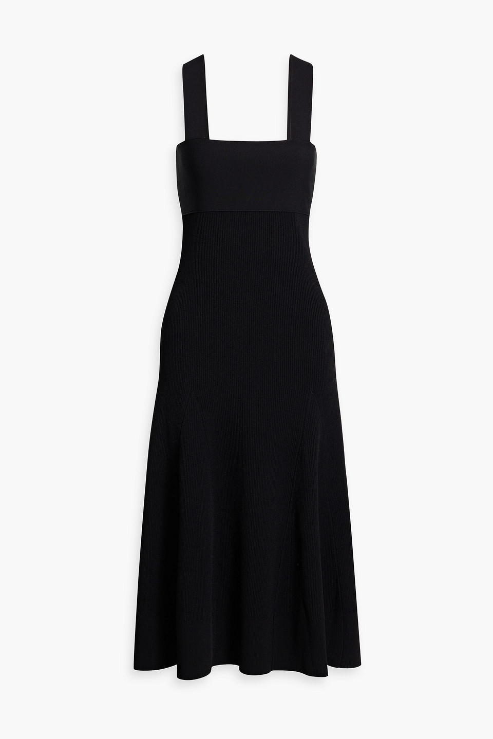 Another Tomorrow Midikleid Aus Rippstrick In Black