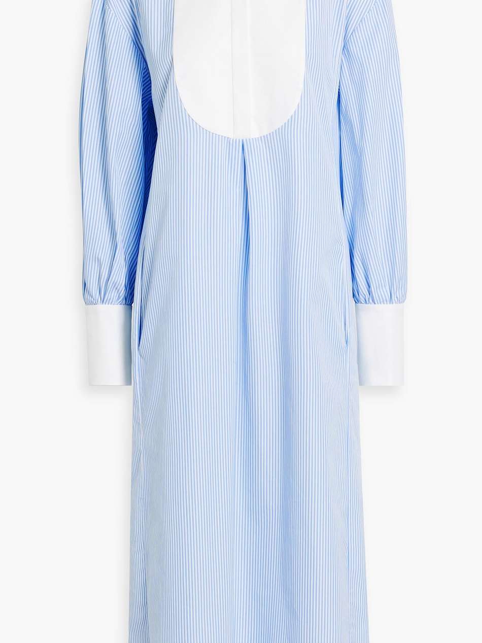 cotton oxford-paneled striped cotton-poplin midi shirt dress