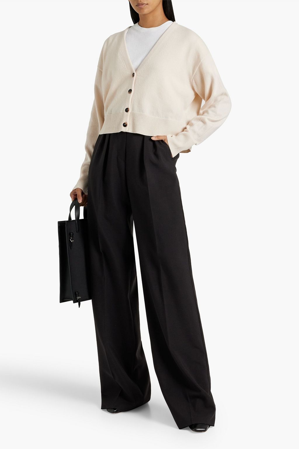 ANOTHER TOMORROW Cropped cashmere and wool-blend cardigan