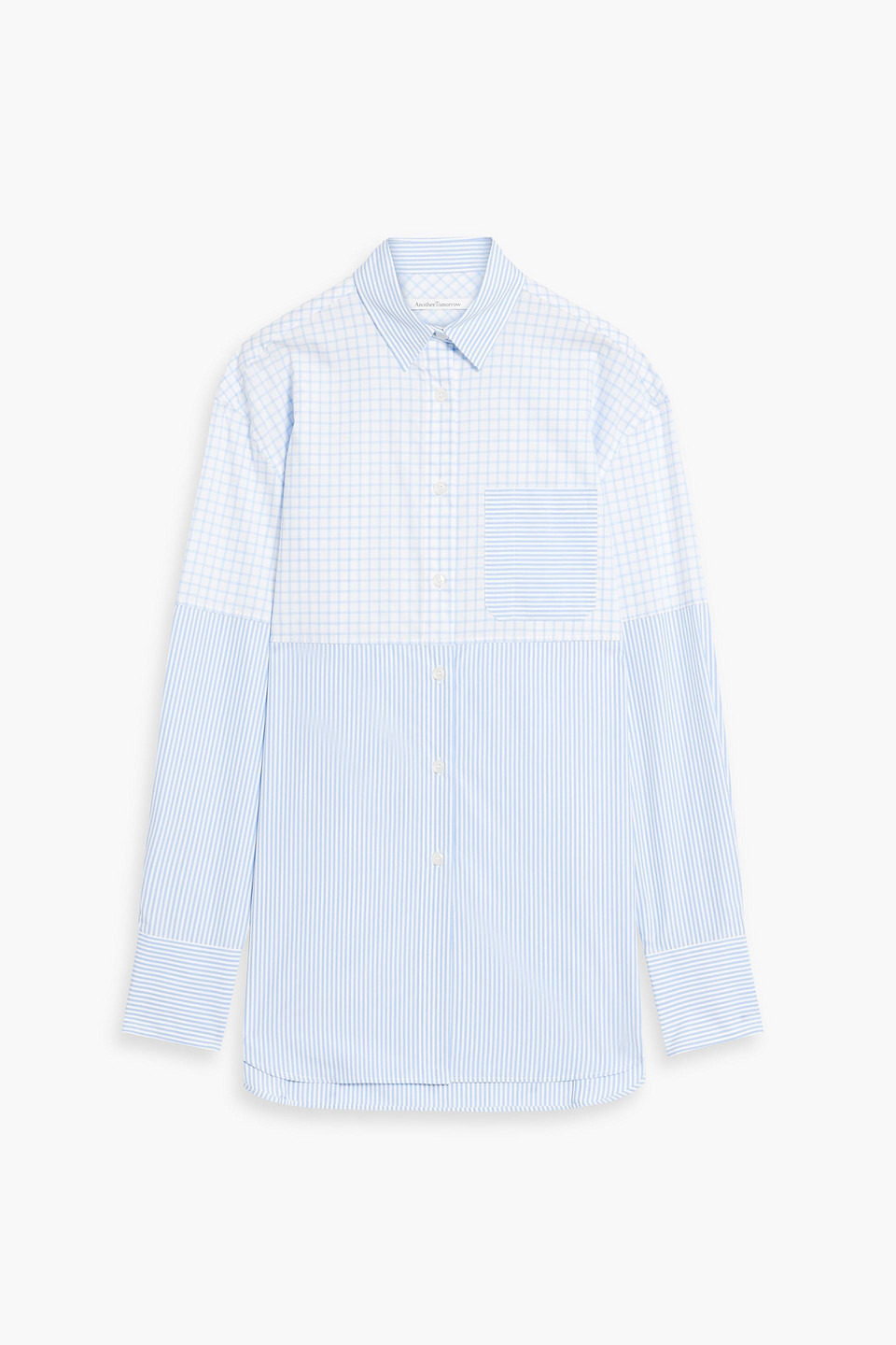 Checked striped cotton-poplin shirt