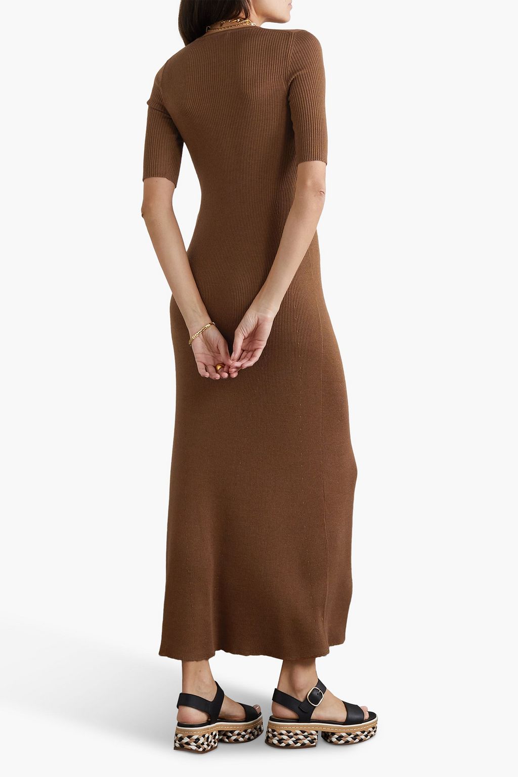 GABRIELA HEARST Johanna ribbed cashmere and silk-blend midi dress