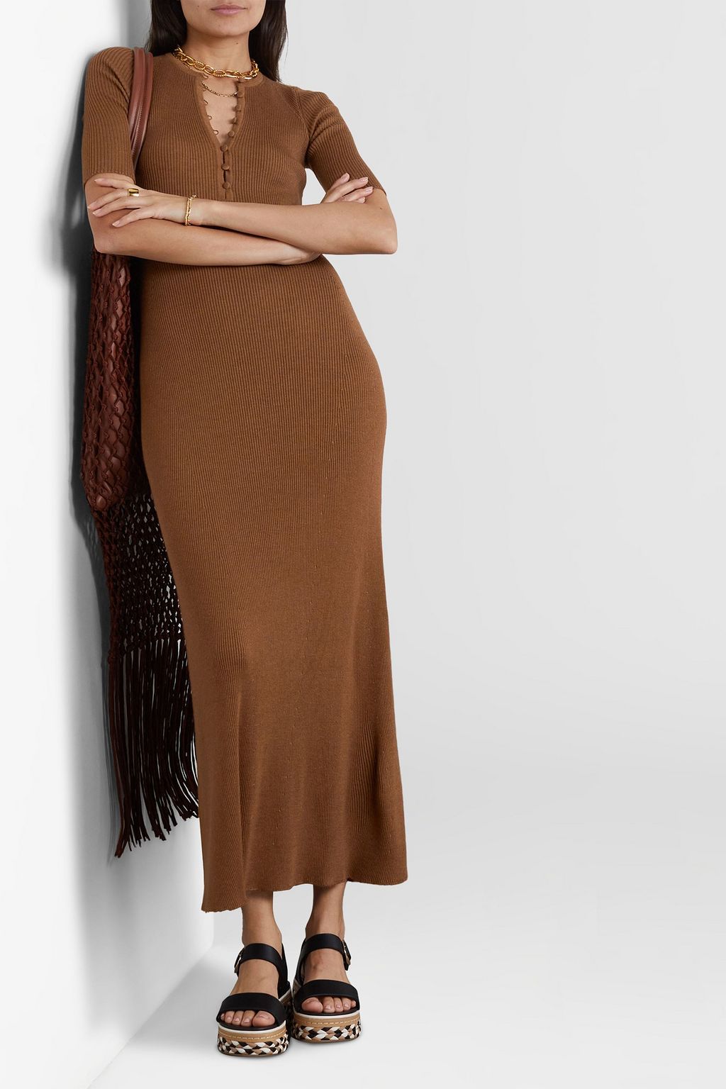 GABRIELA HEARST Johanna ribbed cashmere and silk-blend midi dress