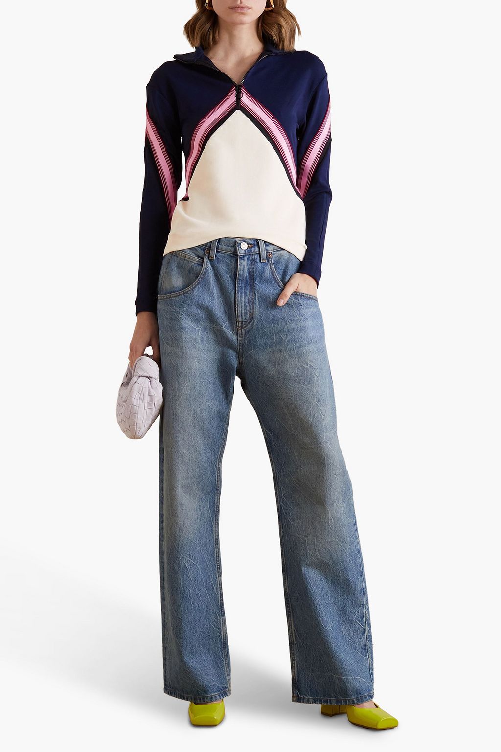 VICTORIA BECKHAM Striped stretch-jersey sweatshirt