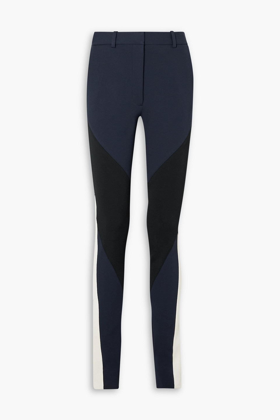 Victoria Beckham Paneled Stretch-jersey Skinny Trousers In Navy