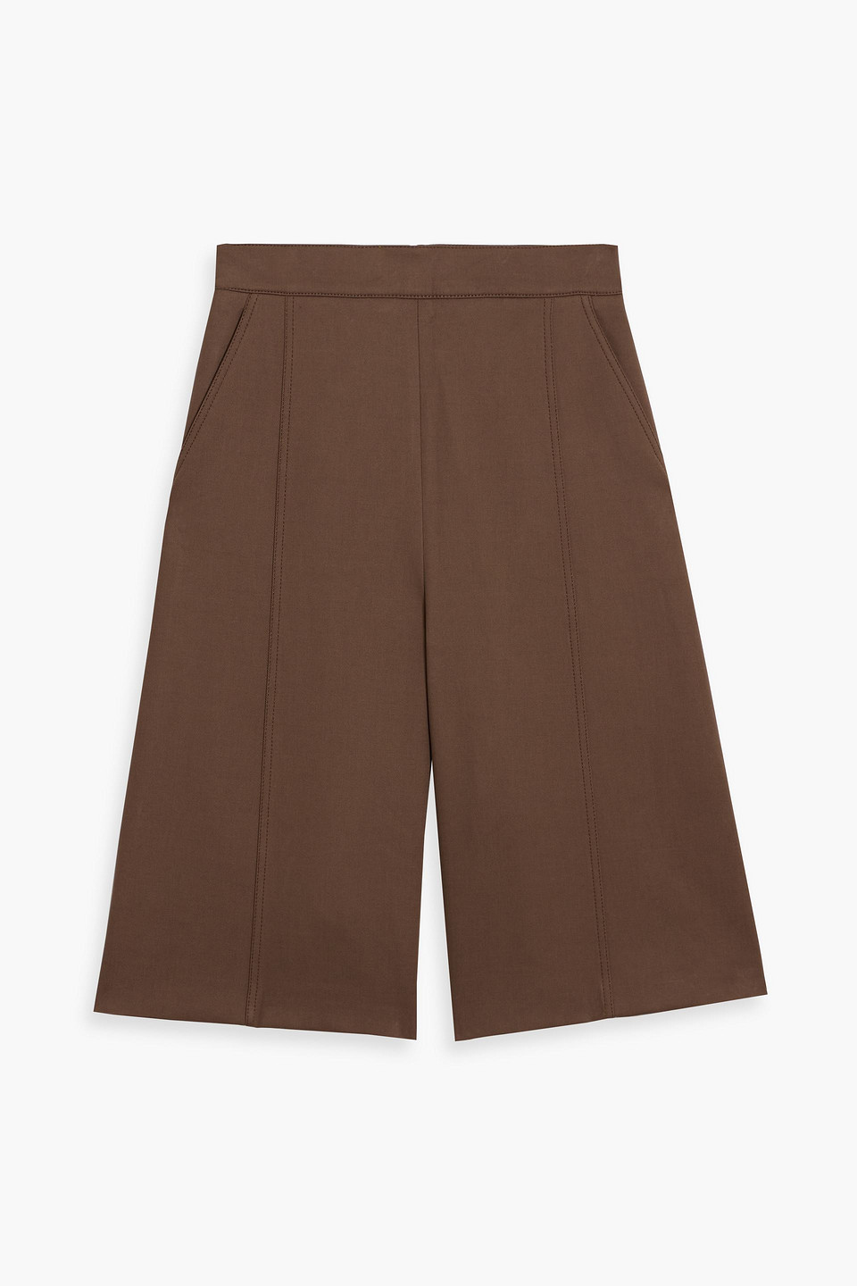 max mara - cotton-blend twill shorts - brown - it 42